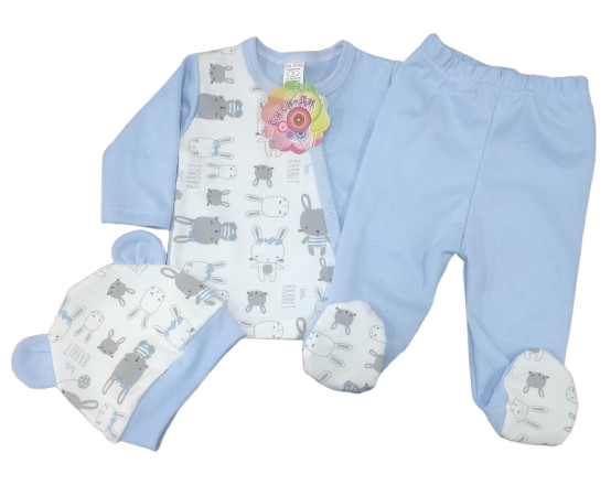 Бебешки комплект 3 части син за новородено София Toni Baby