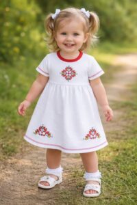 Бебешка рокля с българска шевица за момиче Toni Baby София